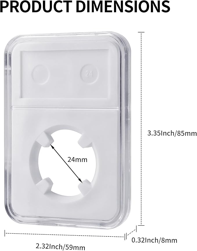 10-Pack 24mm Coin Slab Display Holder, Clear Acrylic Storage Case for Liberty, Barber, Standing Liberty and Washington Quarters, and Other 24mm Coins, Four-Point Fixation Coin Collection Box