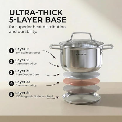 SUNHOUSE 18/8 Stainless Steel Stock Pot