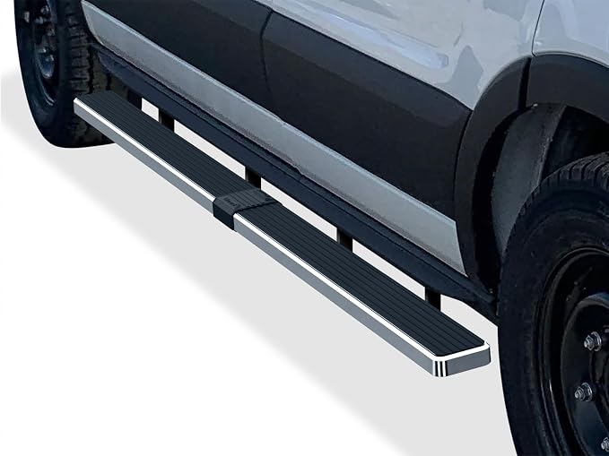 APS 304 Stainless Steel Polished 5in Silver Running Boards Compatible with Ford Transit 2015-2026 Full Size Van 3-Door (Exclude 2022-2026 E-Transit) (Nerf Bars Side Steps Side Bars)