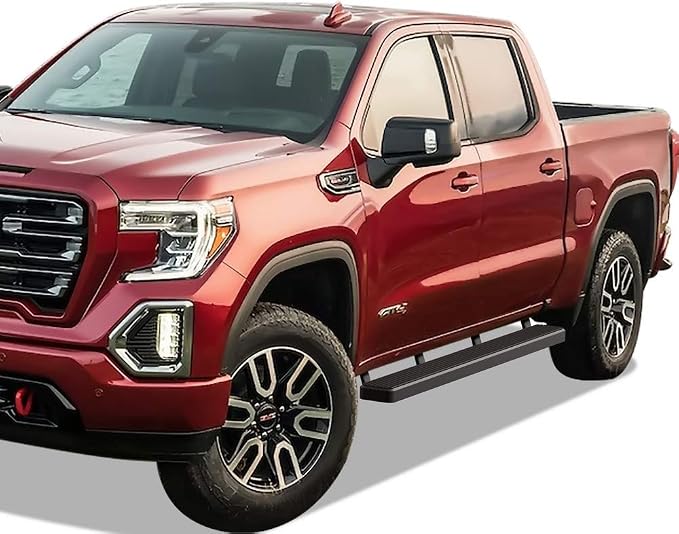 APS Running Boards Side Steps Compatible with Chevy Silverado GMC Sierra 1500 2019-2026 Crew Cab & 2500 HD 3500 HD 2020-2026 (Silverado 1500 LTD Sierra 1500 LD 2022) (Stainless Steel Black 5in)