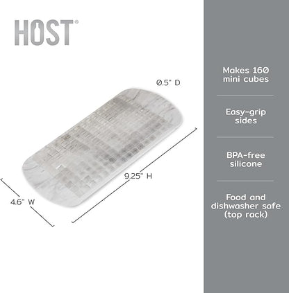 Host Mini Ice Cube Tray, Makes 160 Cubes, Durable Silicone Trays, Iced Coffee