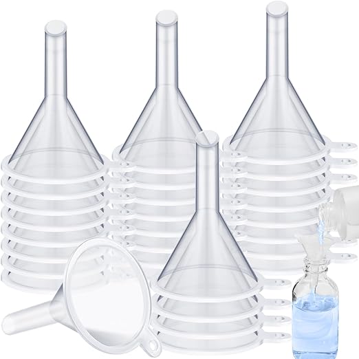 Hoolerry 100 Pcs Small Funnel for Filling Small Bottles Clear Plastic Mini