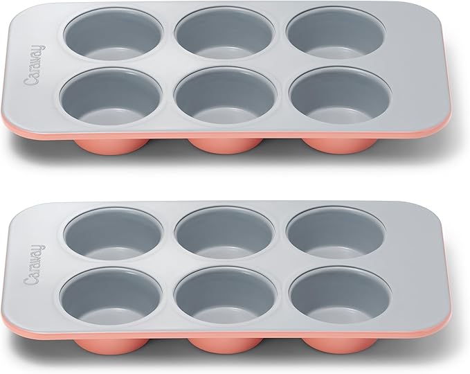 Caraway Nonstick Ceramic 6 Cup Muffin Pan Duo – Non-Toxic, PTFE & PFOA Free –