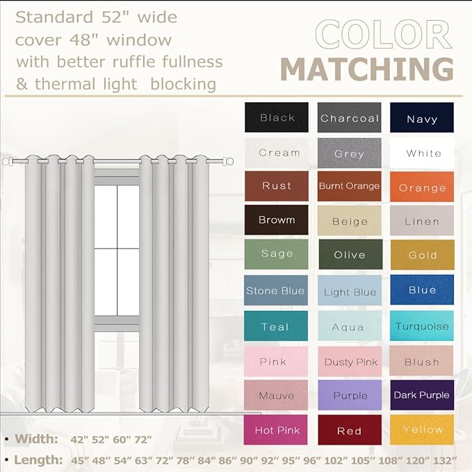 KOUFALL Extra Long Curtains Blackout Unique 92 Inch, Floor Length Custom Window