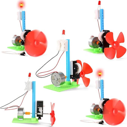 5 Bulk STEM Generator Kits for Kids, DC Motor Science Experiments, Engineering Building Projects Activities STEAM Toys, Class Educational Learning Classroom Activity, Free Energy Hand Generators Kit