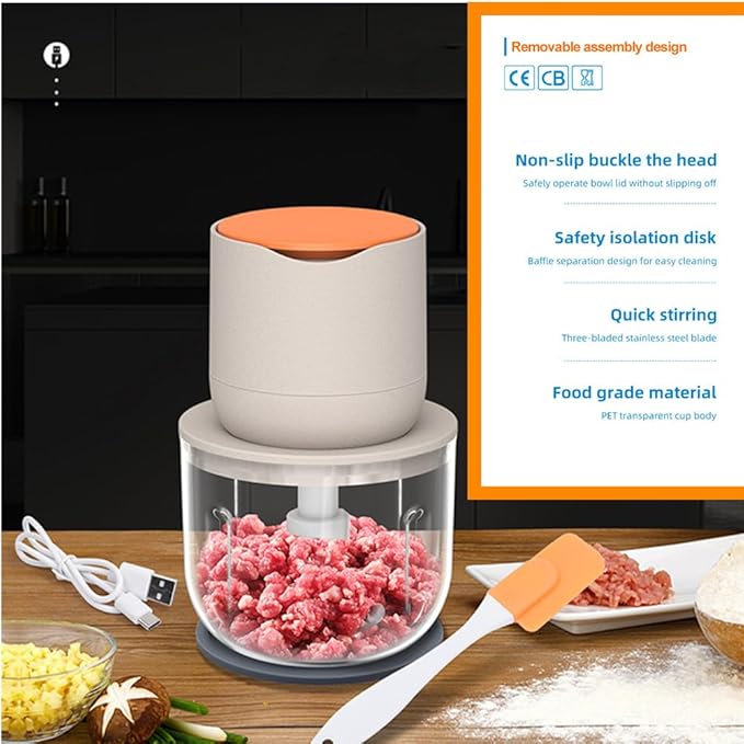 Wireless Electric Food Processor，600ML Electric Food Chopper For Meat,Onions,vegetables,Garlic,Complementary Food, Meat Chopper Blender