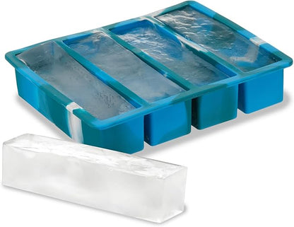 Host Ice Cube Tray, Makes Four 5-Inch Long Cubes, Durable Silicone Trays