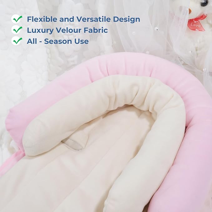 COOLBEBE New 2-in-1 Babybody Supports for Baby Newborn Infants - Extra Soft Stroller Cushion Pads Car Seat Insert, Seasons, Pink
