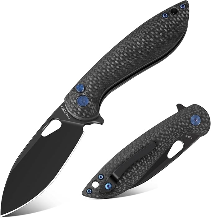 Pocket Knife, 3.1" Unique S35VN Blade Folding Knife with Button Lock, EDC Knife with Carbon Fiber Handle for Camping, Survival, Best Gift for Men Women-COBRA series
