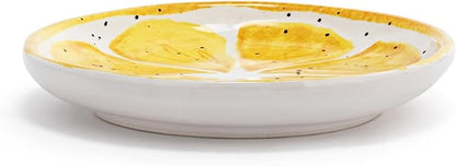 DEMDACO Decorative Serving Dining Dish Appetizer Plate, 5 Inch Ceramic Stoneware, Lemon