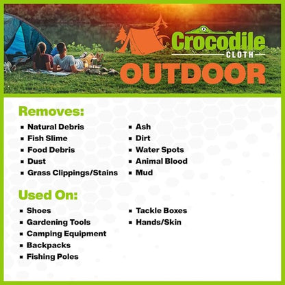 Crocodile Cloth Outdoor Cleaning Wipes ??80 Count Plant-Based Cloths (15"x10"), Skin Safe, Pre-Moistened, Aloe & Vitamin E Infused, Large, Absorbent, Multi-Surface Disposable Wipes