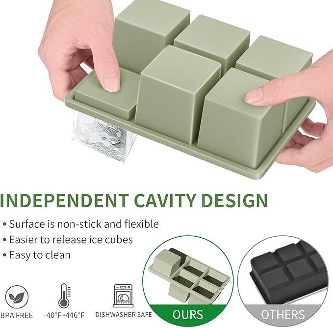 Large Ice Cube Tray for Whiskey: FDDBI Silicone Ice Cube Trays