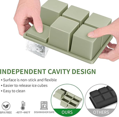 Large Ice Cube Tray for Whiskey: FDDBI Silicone Ice Cube Trays