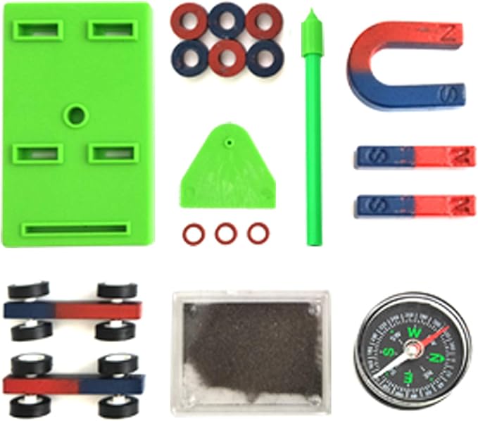 EUDAX Labs Junior Science Magnet Set for Education Science Experiment Tools Icluding Bar/Ring/Horseshoe/Compass Magnets