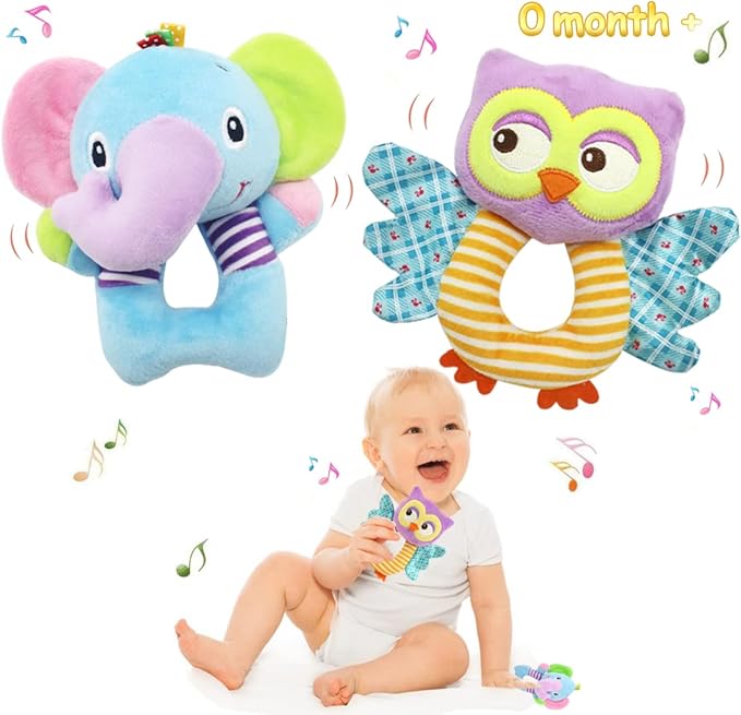BLOOBLOOMAX Sock rattles for Babies 0-24 Months Baby Animal Foot Finder Educational Toys