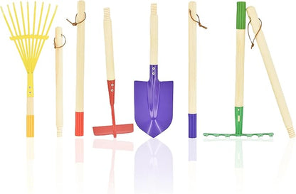 G & F Products JustForKids Kids Garden Tool Set,detatchble, Portable 4-Piece Multicolored Set for Gardening, 2-Pack with Travel Bag, Ages 5+