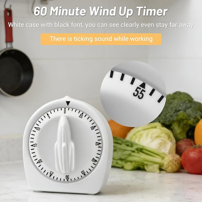 Kitchen Timers for Cooking, 60 Minute Wind Up Timer, Visual Mechanical Timer