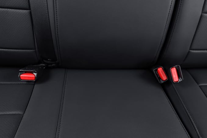 coverdream Custom Fit Front Seat Covers for Toyota Tacoma Double Cab 2016 2017 2018 2019 2020 2021 2022 2023,Full Coverage Leather Seat Protector (Front Row Only,Black)