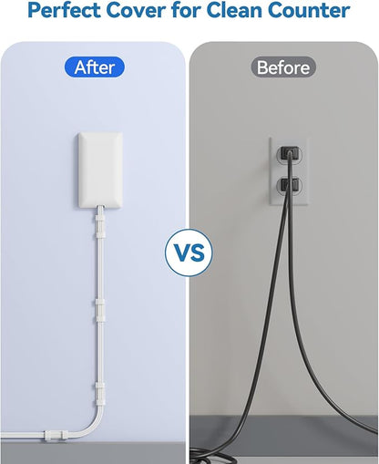 25FT Extension Cord with Outlet Cover & Multi USB, Ultra Thin Outlet Concealer