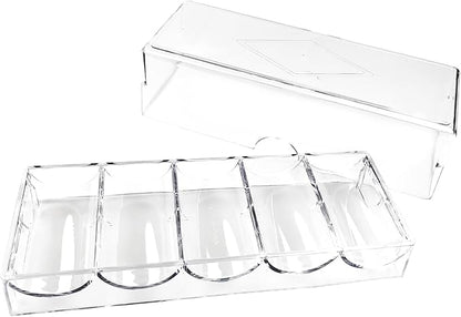Poker Chip Holder Tray Racks - 1Pack Clear Acrylic Chips Rack Case with Cover Poker Table Accessories