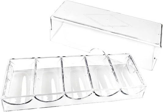 Poker Chip Holder Tray Racks - 1Pack Clear Acrylic Chips Rack Case with Cover Poker Table Accessories