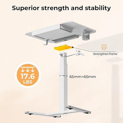 Mobile Standing Desk with Drawer, Portable Laptop Cart on Wheels, Height
