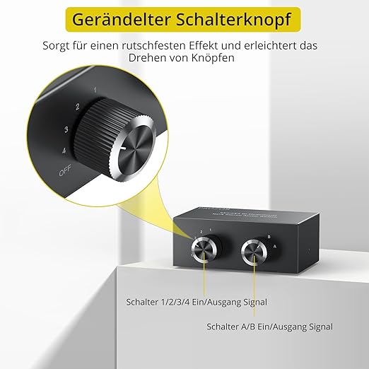 PROZOR 4-Way Stereo L/R Sound Channel Bi-Directional Audio Switcher, 2 in 4 Out