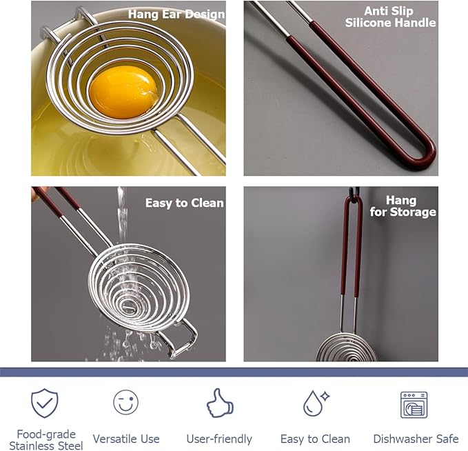Semi Automatic Whisk & Egg Yolk Separator, Stainless Steel Mini Hand Push Whisk