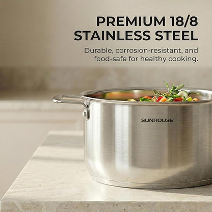 SUNHOUSE 18/8 Stainless Steel Stock Pot