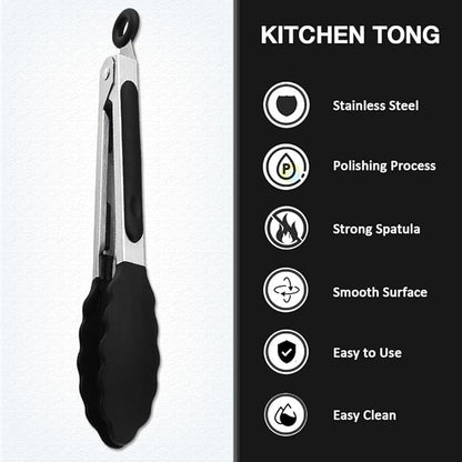 Mini Silicone Serving Tongs Set of 3, Small Kitchen Tongs
