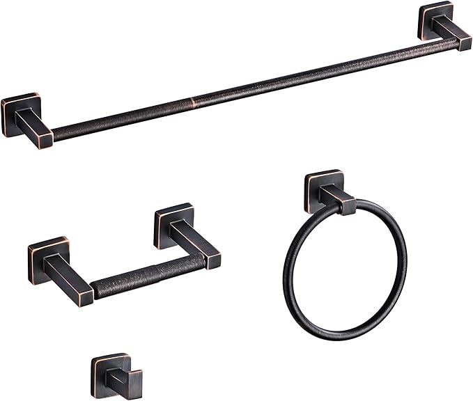 Bathroom Hardware Set 4 Pieces, Oil Rubbed Bronze Bathroom Accessories Set