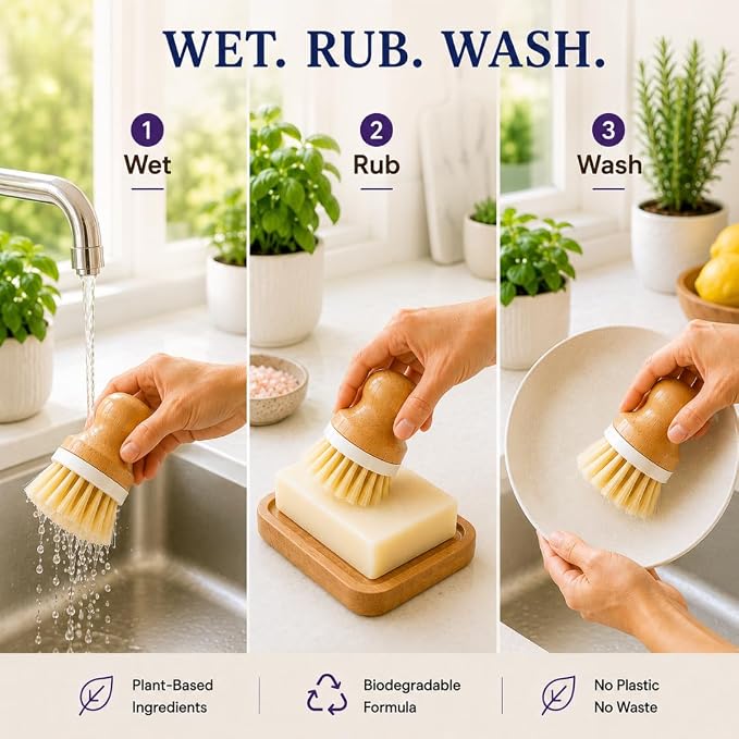 KELEBS 7 Dish Soap Bars | Lavender Essential Oil Formula | Natural & Organic Ingredients | Gentle on Hands | For Plant-Based Kitchens & Light Dishwashing | Biodegradable | No Overpour | Value Pack