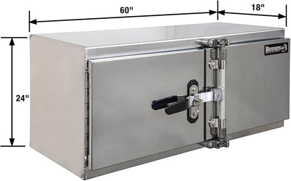 Buyers Products 1763127 Smooth Aluminum Underbody Truck Tool Box With Cam Lock Stainless Steel Double Barn Door, 60 x 24 x 18 Inch, Made In The USA