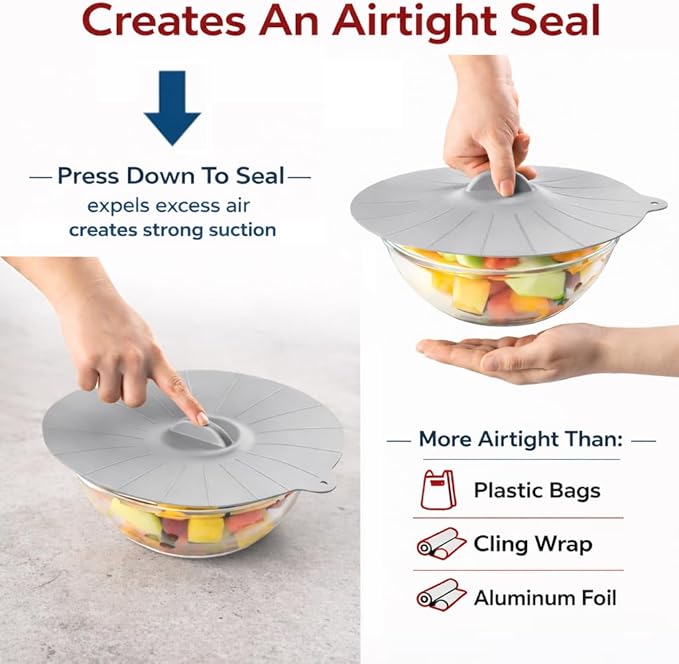 HIC Kitchen Cooking and Storage Lids, High-Heat Silicone
