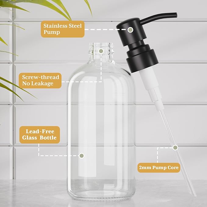 AmazerBath Soap Dispenser, 2 Pack Glass Soap Dispenser