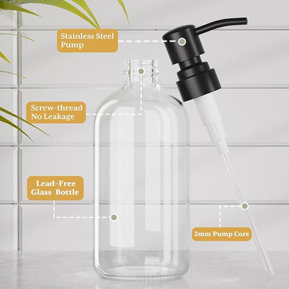 AmazerBath Soap Dispenser, 2 Pack Glass Soap Dispenser