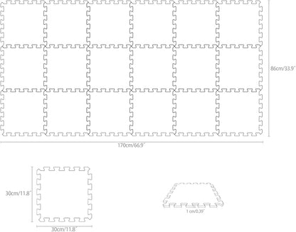 Yostrong® 18 Tiles Interlocking Puzzle Foam Baby Play Mat for Playing - EVA Babies Crawling Mat | Rubber Floor Work Out Mats for Home Gym. Black. YOC-Db18N