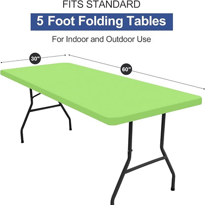 homing Rectangle Table Cloth Cover, Waterproof Polyester Elastic Fitted Tablecloth, Fits for 5 Foot Folding Tables, Washable Table Protector for Picnic, Camping, Outdoor (Lime Green, 30" x 60")