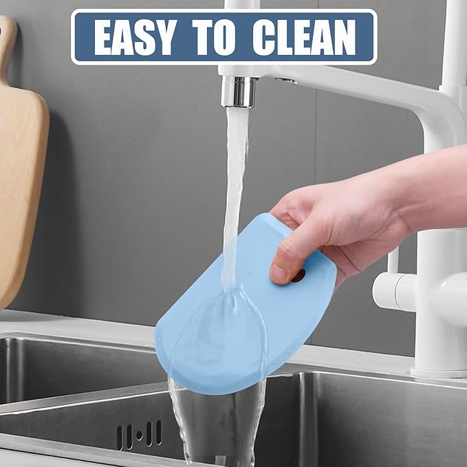 Silicone Dough Scraper with Stainless Steel Sheet, Curved Edge Flexible Bowl