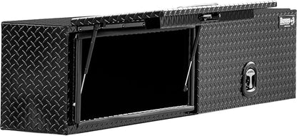 Buyers Products 1721363 Topsider Truck Tool Box, 18x16x72 Inch, Gloss Black Diamond Tread Aluminum, Dual Flip-Up Doors, Locking Compression Latch, Weather Resistant, No-Drill Mount, Made in USA