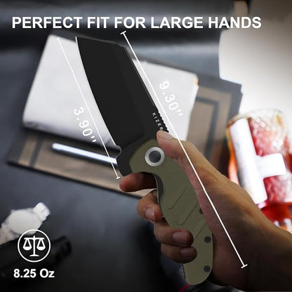 Kizer C01C XL Sheepdog Pocket Knife, 3.9" D2 Sheepsfoot Blade EDC Folding Knife with Green G10 Handle, Liner Lock, Flipper, and Pocket Clip, Camping Survival Knives for Men Women, V5488M1
