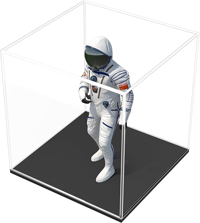 SVENJBB Acrylic Display Case, 5x5x5 Inch Clear Acrylic Boxes for Display, Self-Assembly Display Cases for Collectibles, Toys and Sport Goods