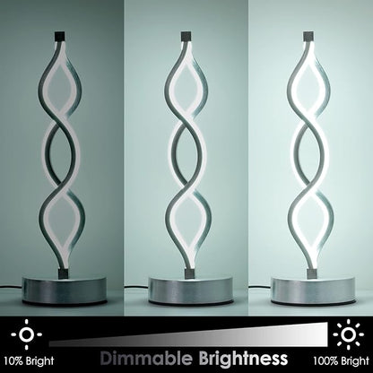NUÜR Silver Lamps for Bedrooms Set of 2, Small Table Lamp, 3 Colour Temperature