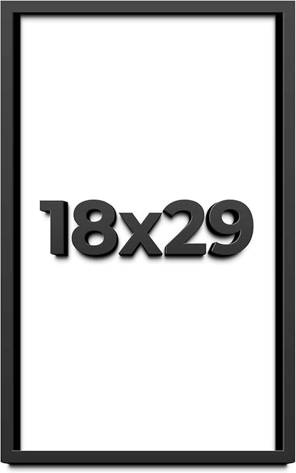 18x29 Shadow Box Frame Black | 1 Inch Deep Solid Wood Shadowbox Display Frame |