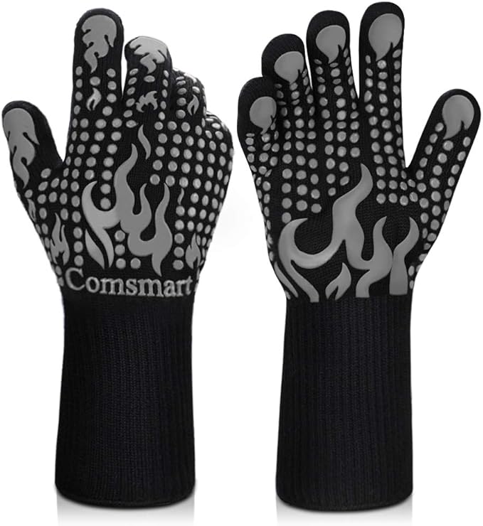 Comsmart BBQ Gloves, 1472F Heat Resistant Silicone Non-Slip Oven Mitts