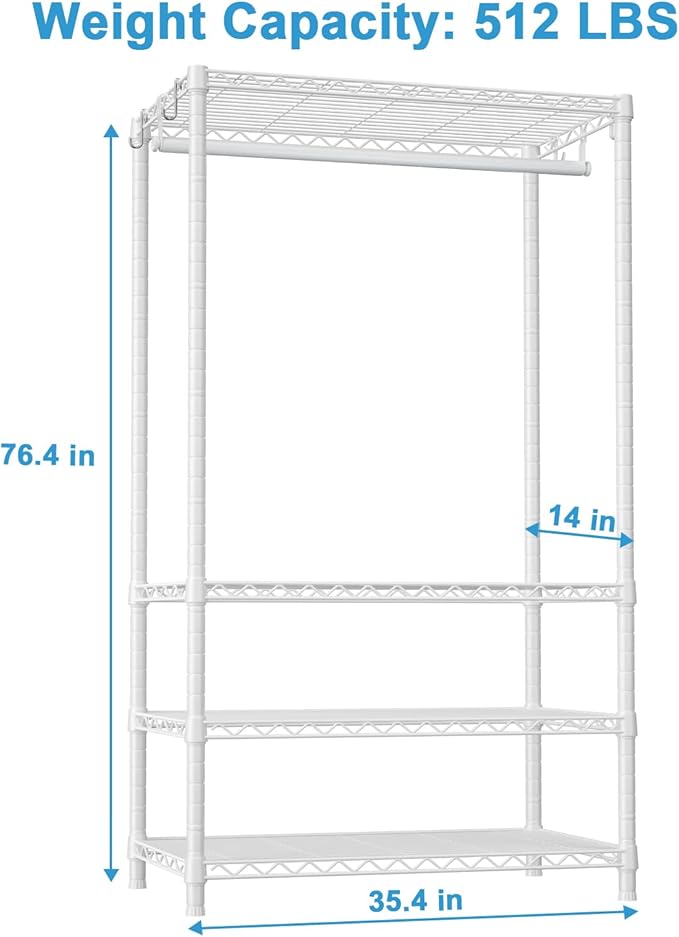Ulif H4 Portable Closets, 4-Tier Metal Clothes Garment Rack