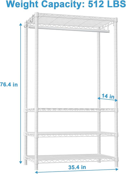Ulif H4 Portable Closets, 4-Tier Metal Clothes Garment Rack