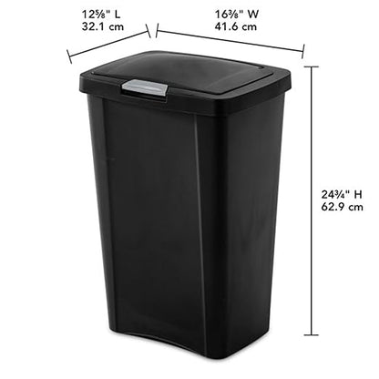 Sterilite 13 Gallon TouchTop Narrow Plastic Wastebasket