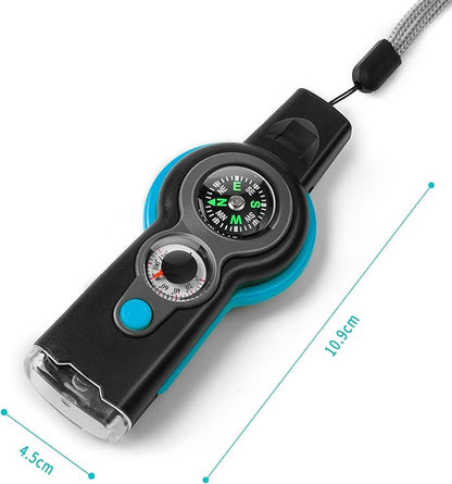 Emergency Survival Function Whistle, Outdoor Multifunctional Tool Safety Whistle with Lanyard, Ideal for Kayaking, Boating, Hiking, Camping, Climbing, Hunting, Fishing, Rescue Signaling