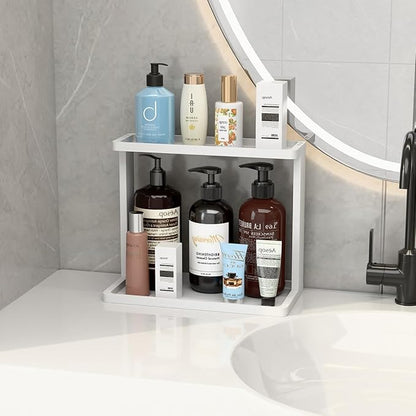 PEKER Bamboo Bathroom Organizer Countertop – Small Vanity Storage Shelf